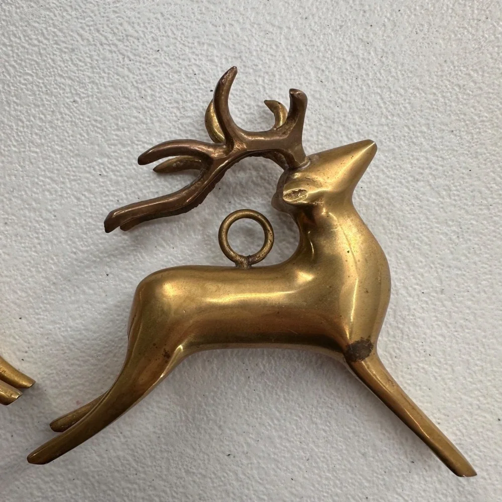 Gold & Brass Reindeer Figurines Set Of‎ 3 Holiday Decor Greenbrier International